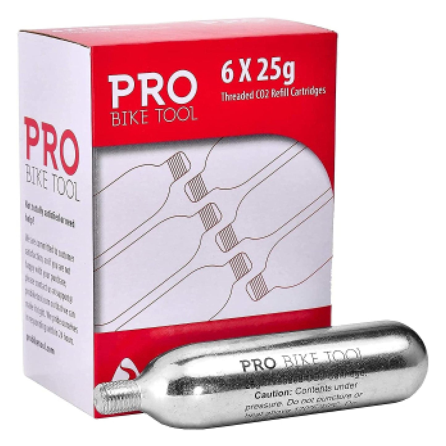 CO2 Cartridges with Threaded Connection, 6 x 25g