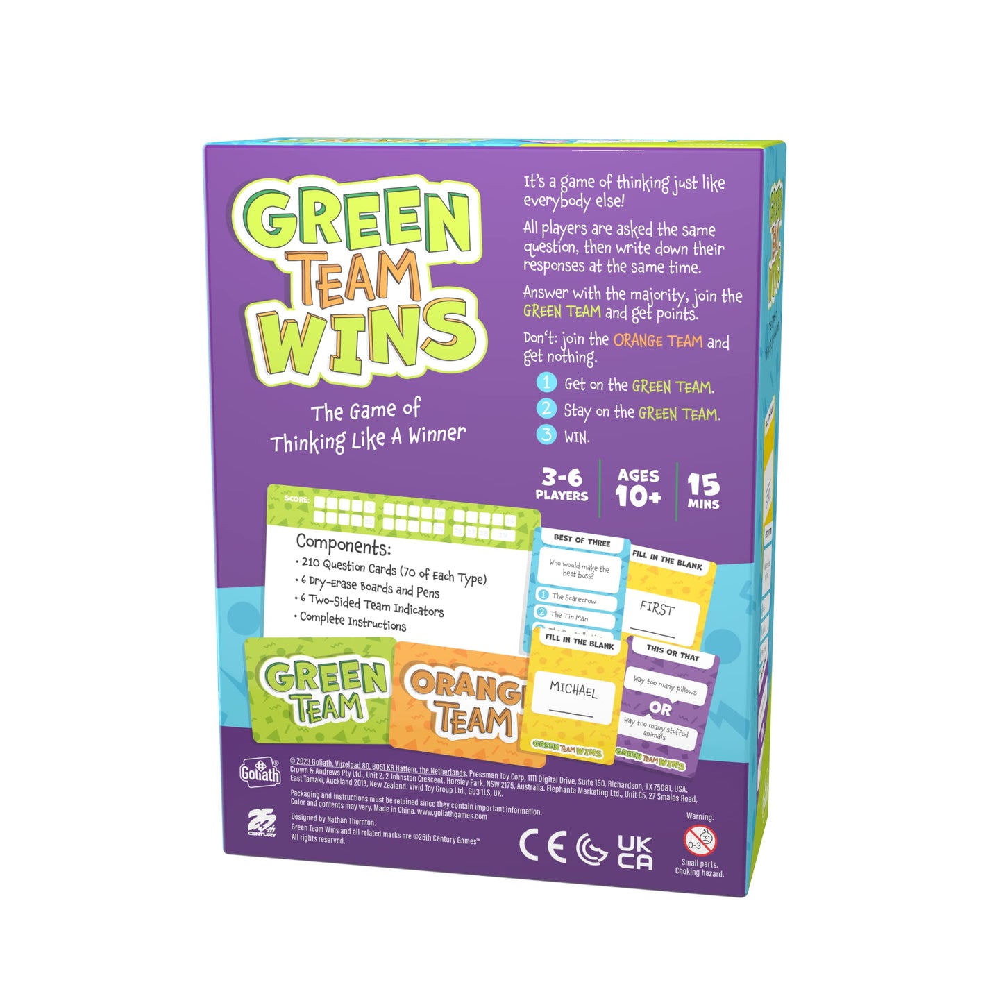 Goliath Green Team Wins Game - Guess Most Common Answers to Win - Kids & Adults Ages 10+