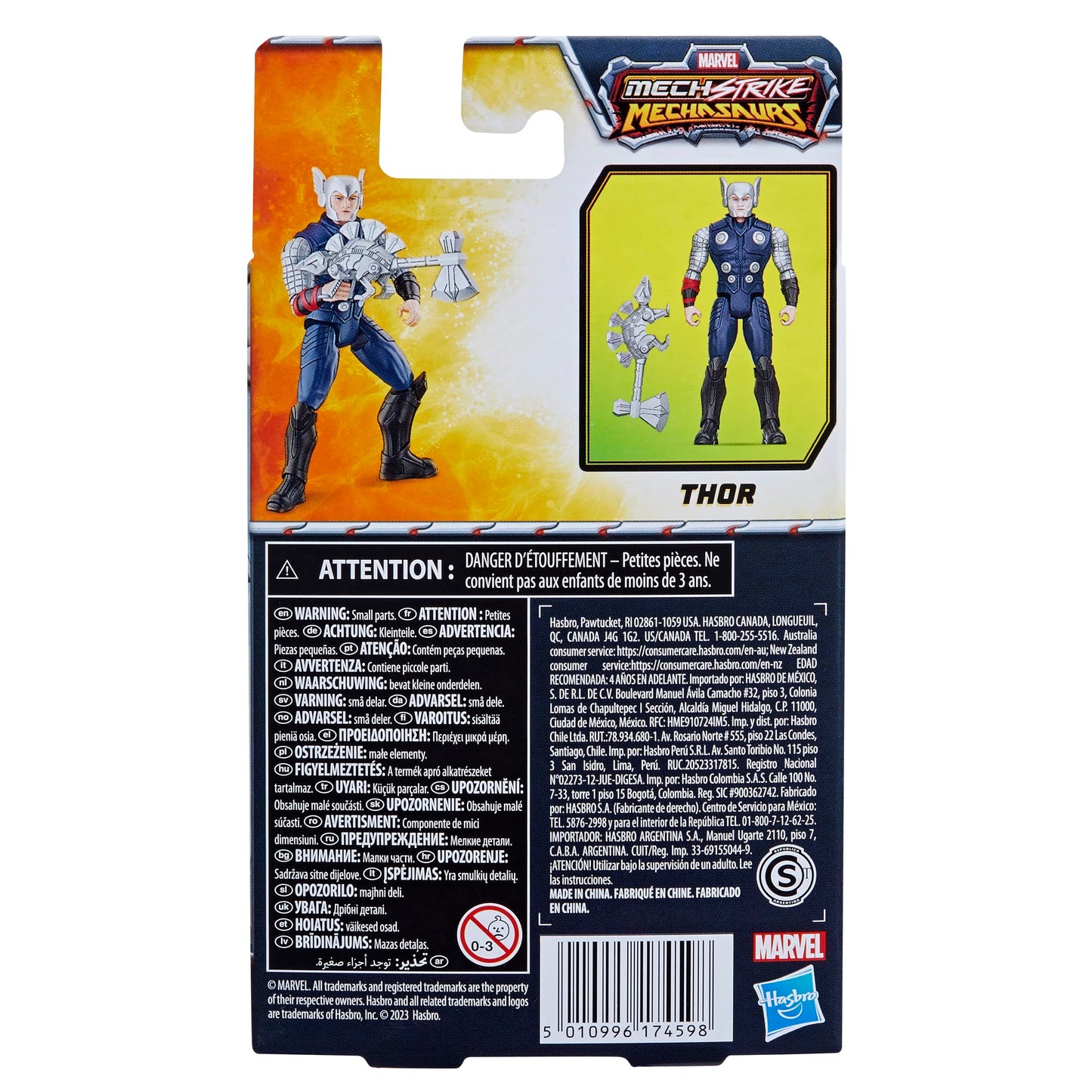 Marvel Mech Strike Mechasaurs Thor Action Figure, with Weapon Accessory (4")