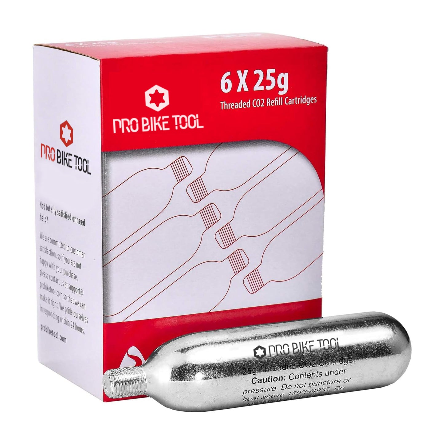 CO2 Cartridges with Threaded Connection, 6 x 25g
