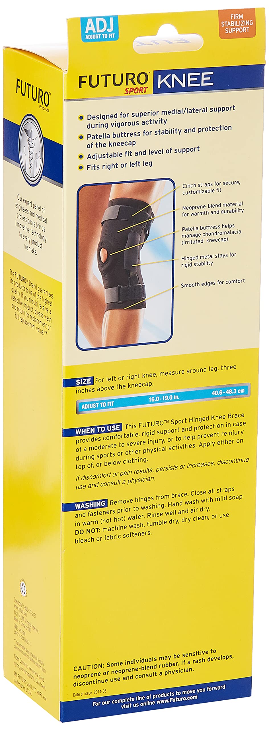 FUTURO Sport Hinged Knee Brace, Adjustable, Black, Firm Stabilizing Support, 1 Brace