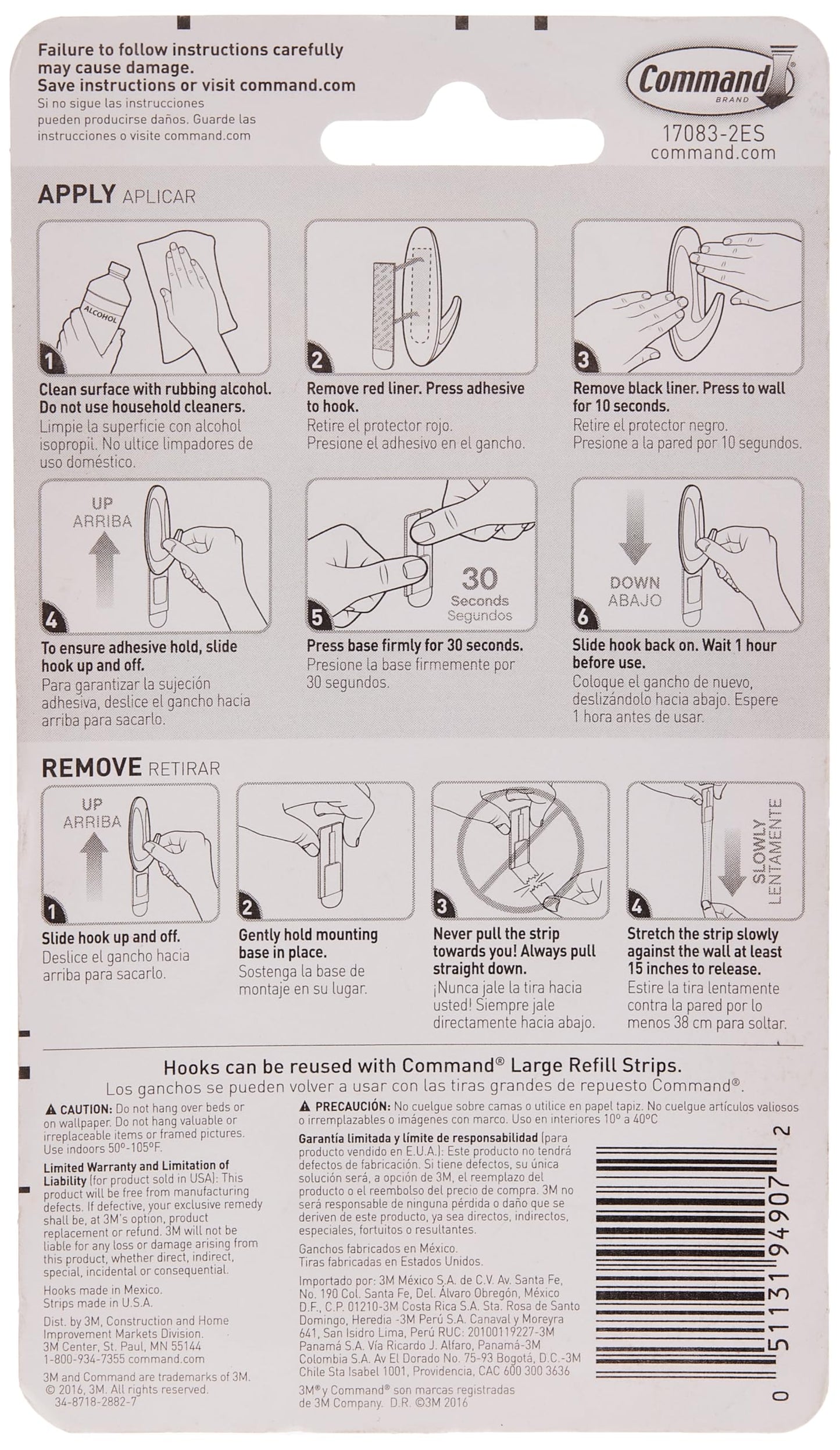 3M Command General Purpose Large Designer Damage Free Hanging Hooks 2-pk - NEW