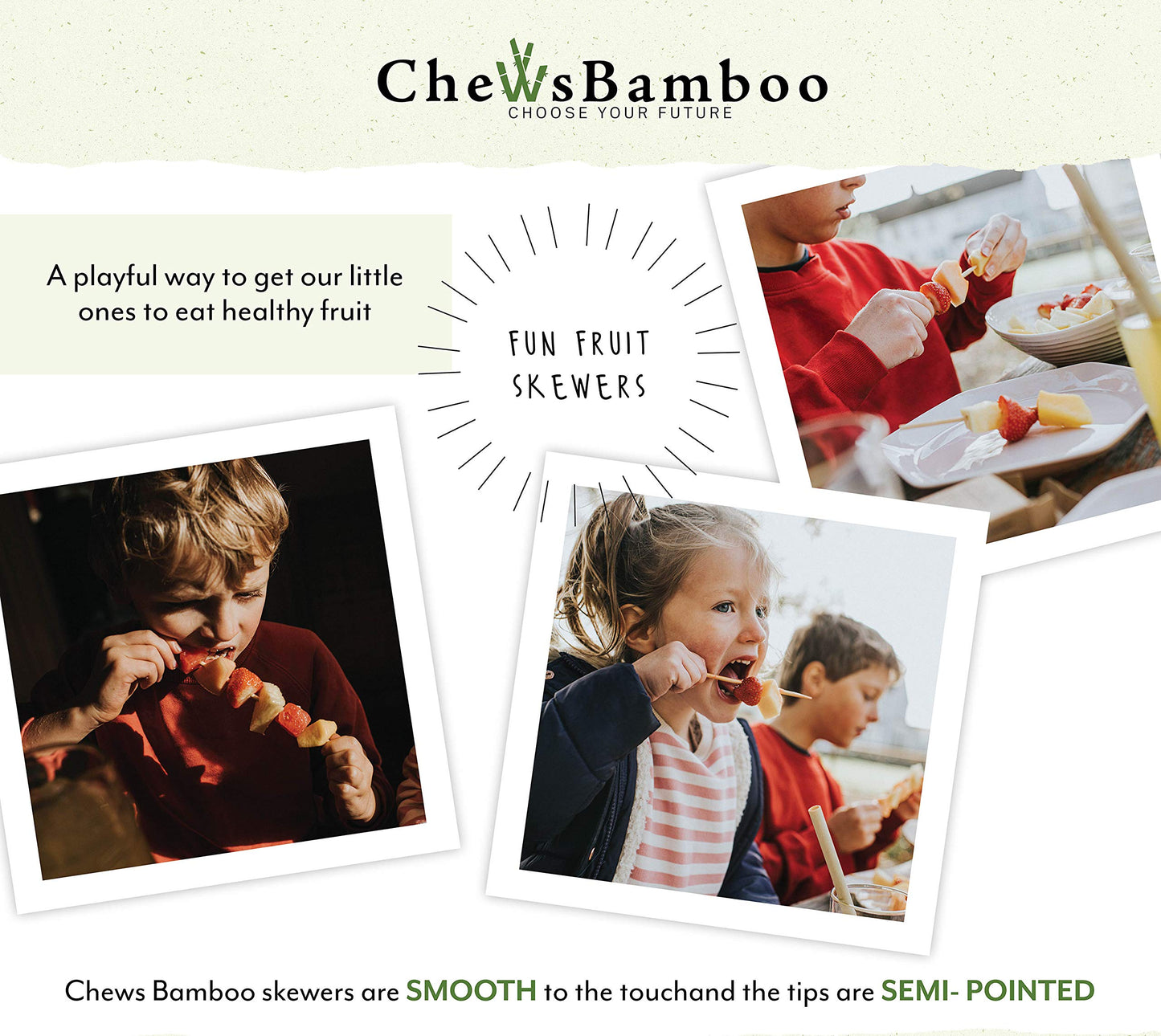 Chews Bamboo Skewers 14 inch, 4mm Thick, Wooden Skewers for Grilling and Shish Kabob Skewers (100 Kebab Sticks per Box)