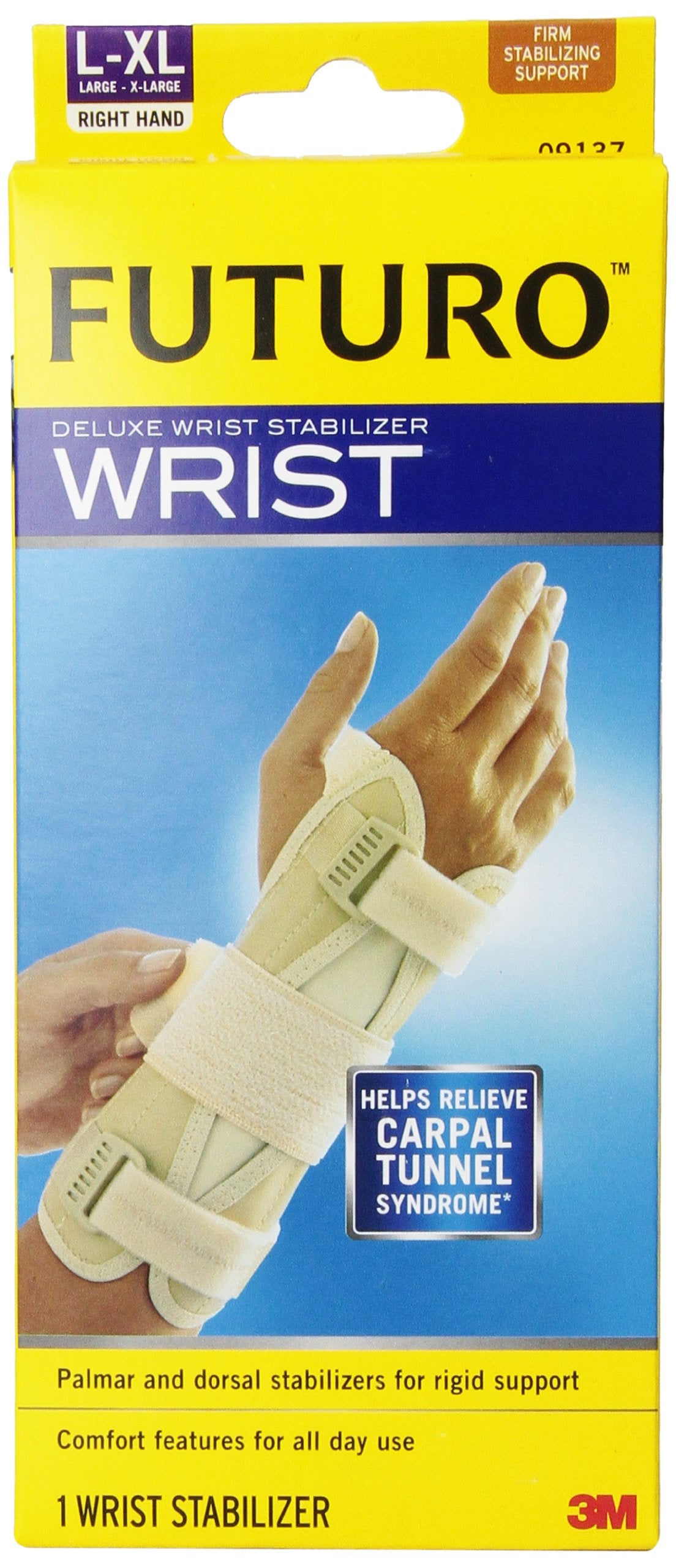 FUTURO Deluxe Wrist Stabilizer, L/XL, Right Hand, Firm Stabilizing Support