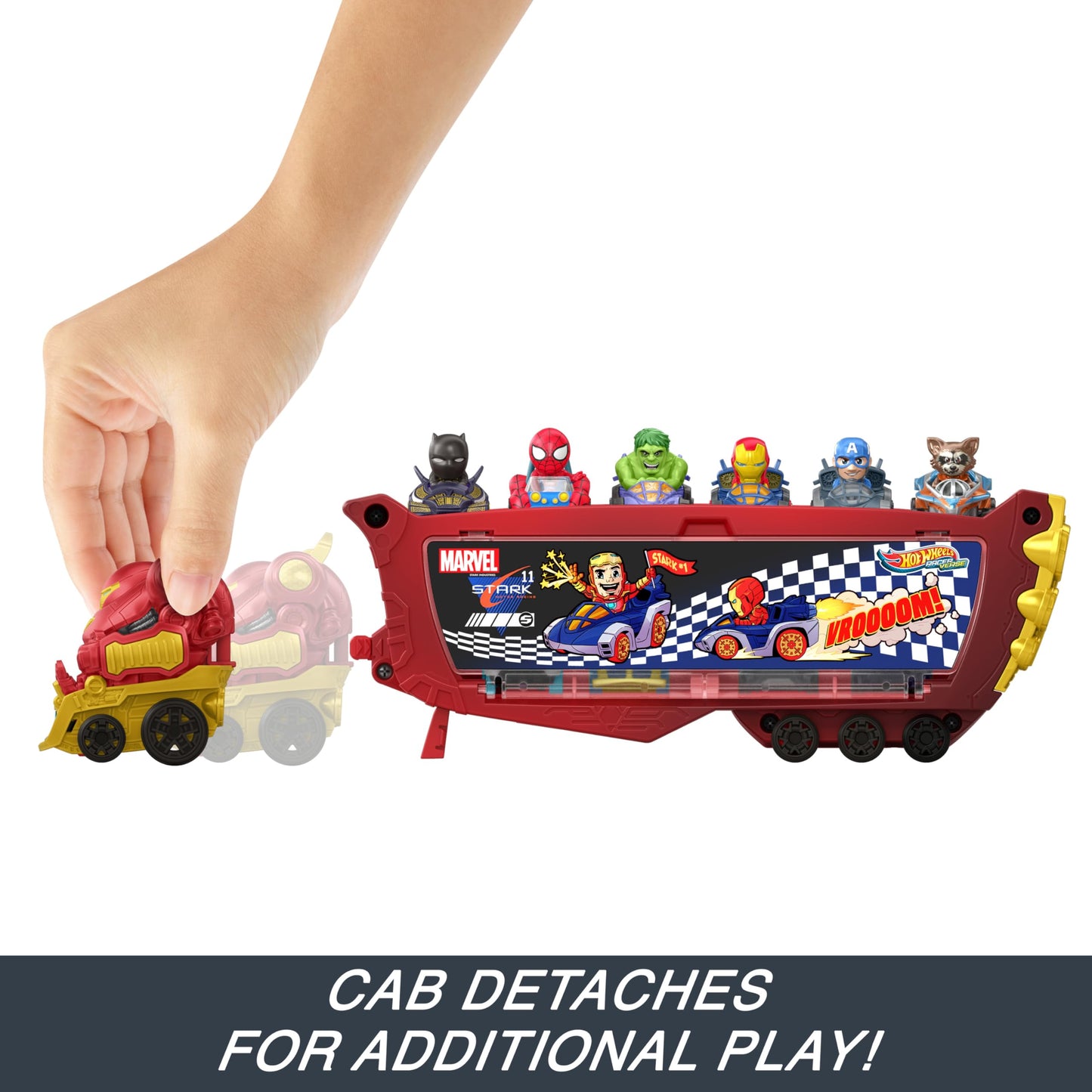 Hot Wheels RacerVerse Marvel Hulkbuster Hauler Play Vehicle, Stores Up to 10 Toy Cars