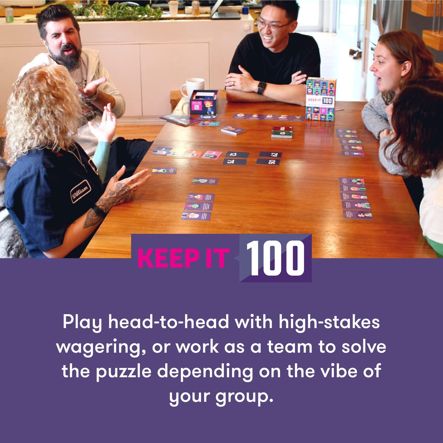 Keep It 100: The Adult Party Game of Surprising Surveys | Social Intelligence Guessing Game | How Well Do You Know Your Friends Card Game for Adults by Cut