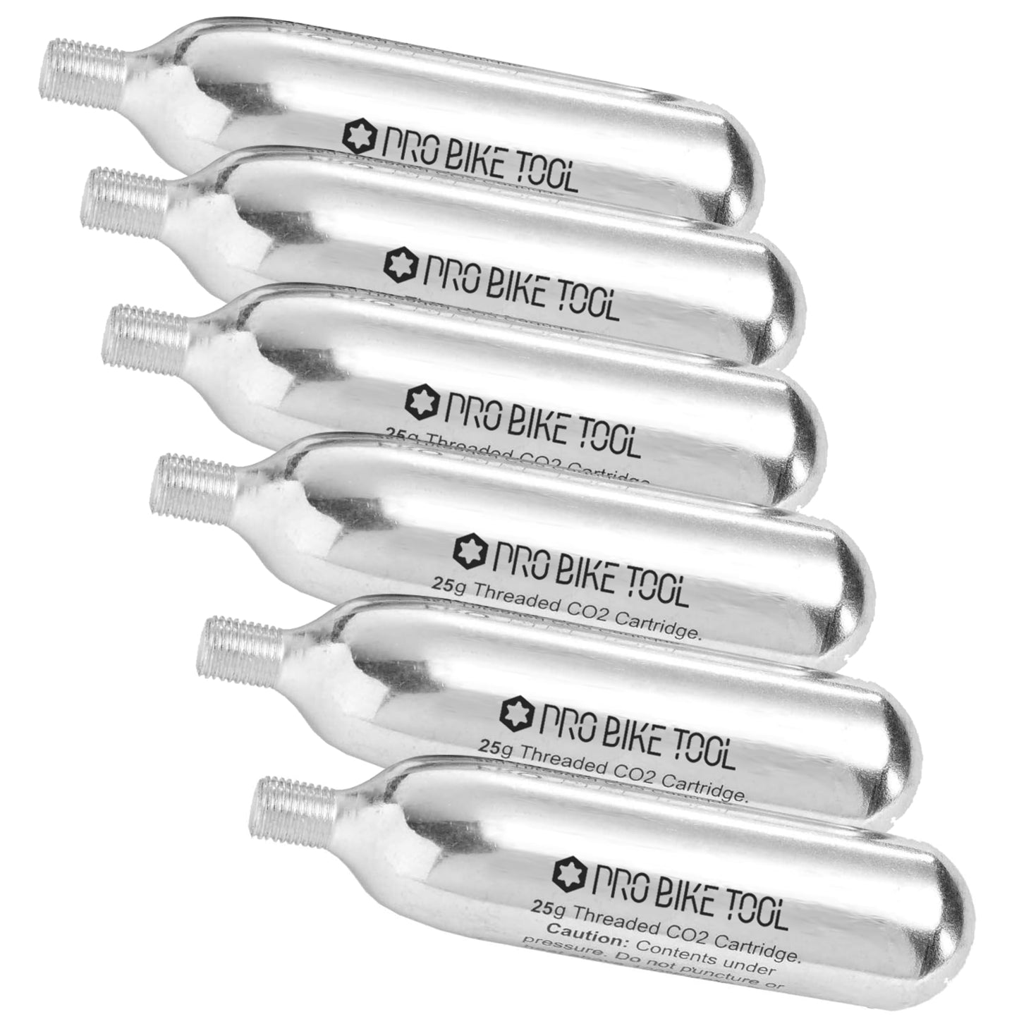 CO2 Cartridges with Threaded Connection, 6 x 25g