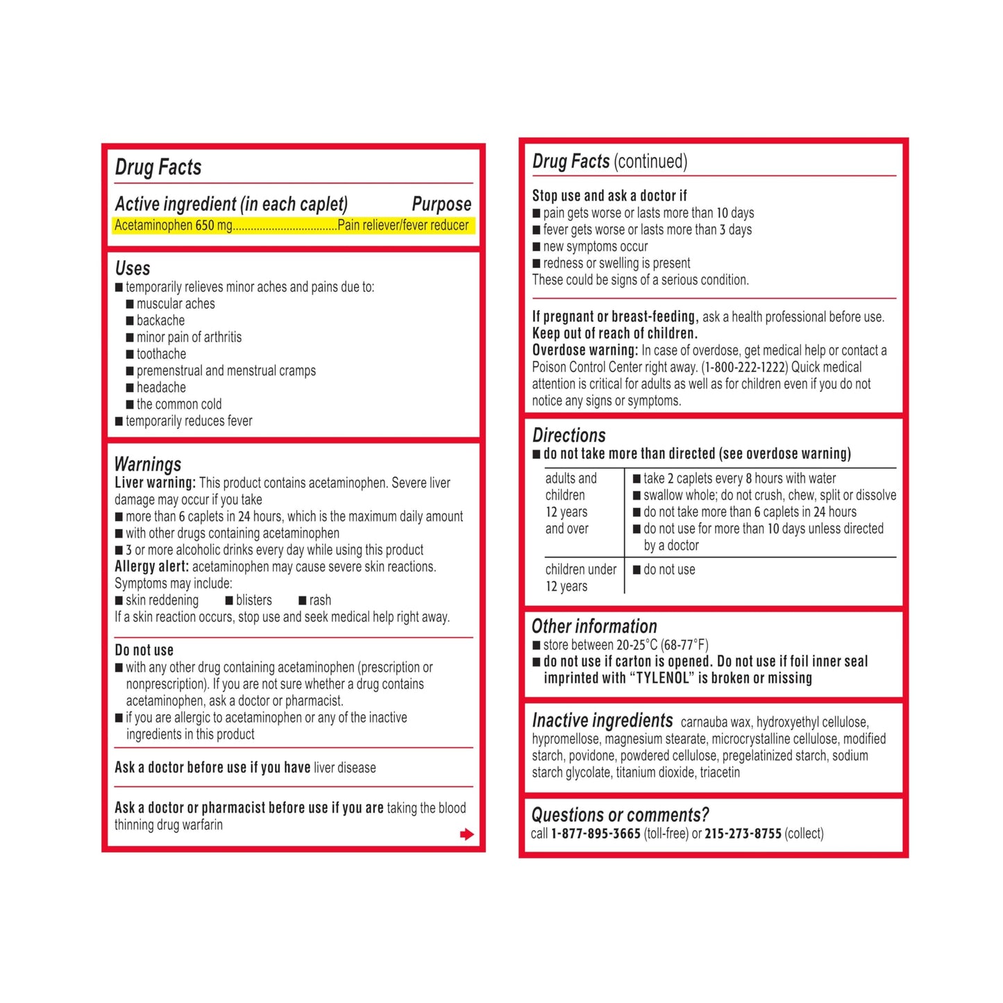 Tylenol 8 Hour Muscle Aches & Pain Tablets with Acetaminophen, 100 Count