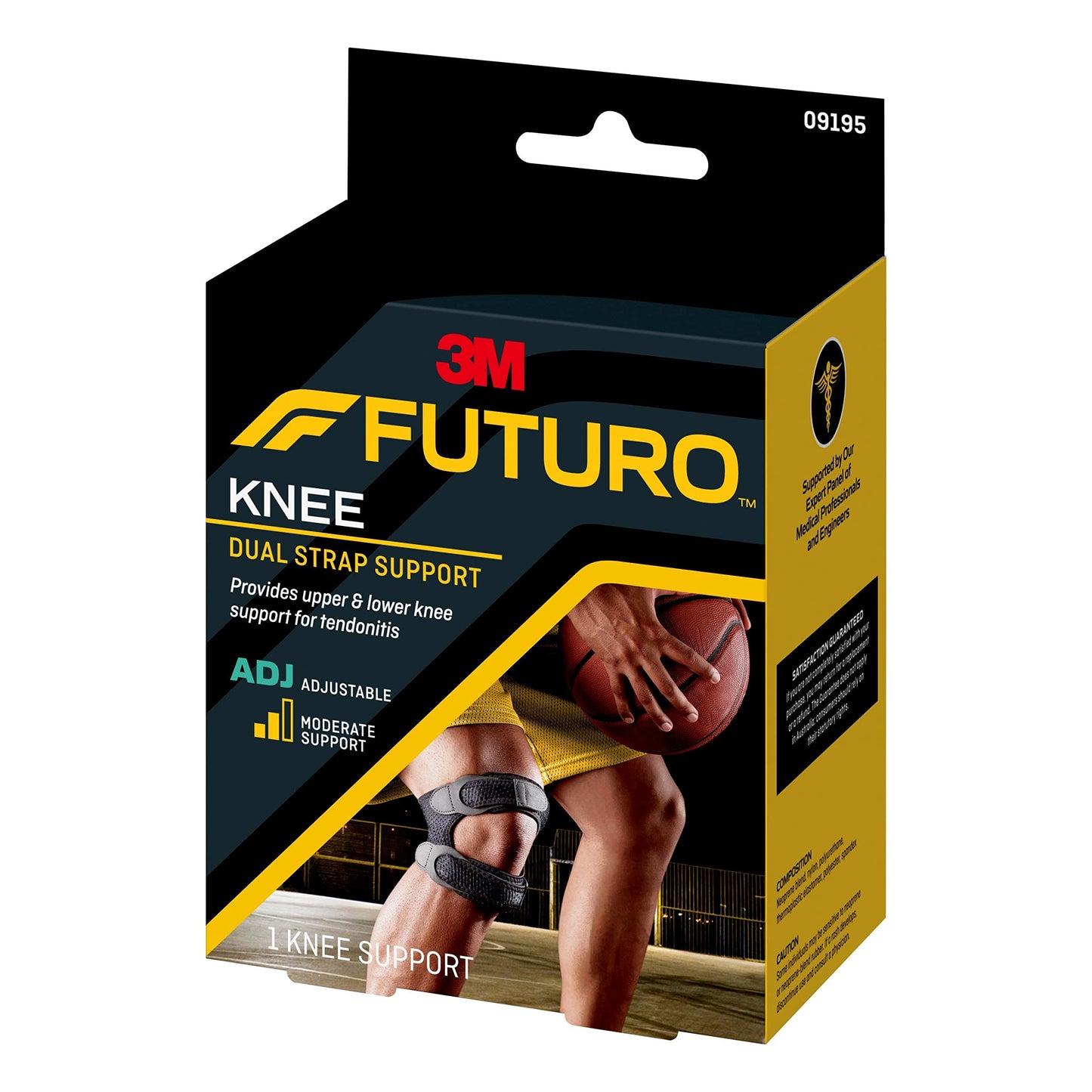 FUTURO Adjustable Dual Strap Knee Support w/ Gel Pad, One Size, Moderate Comprssion
