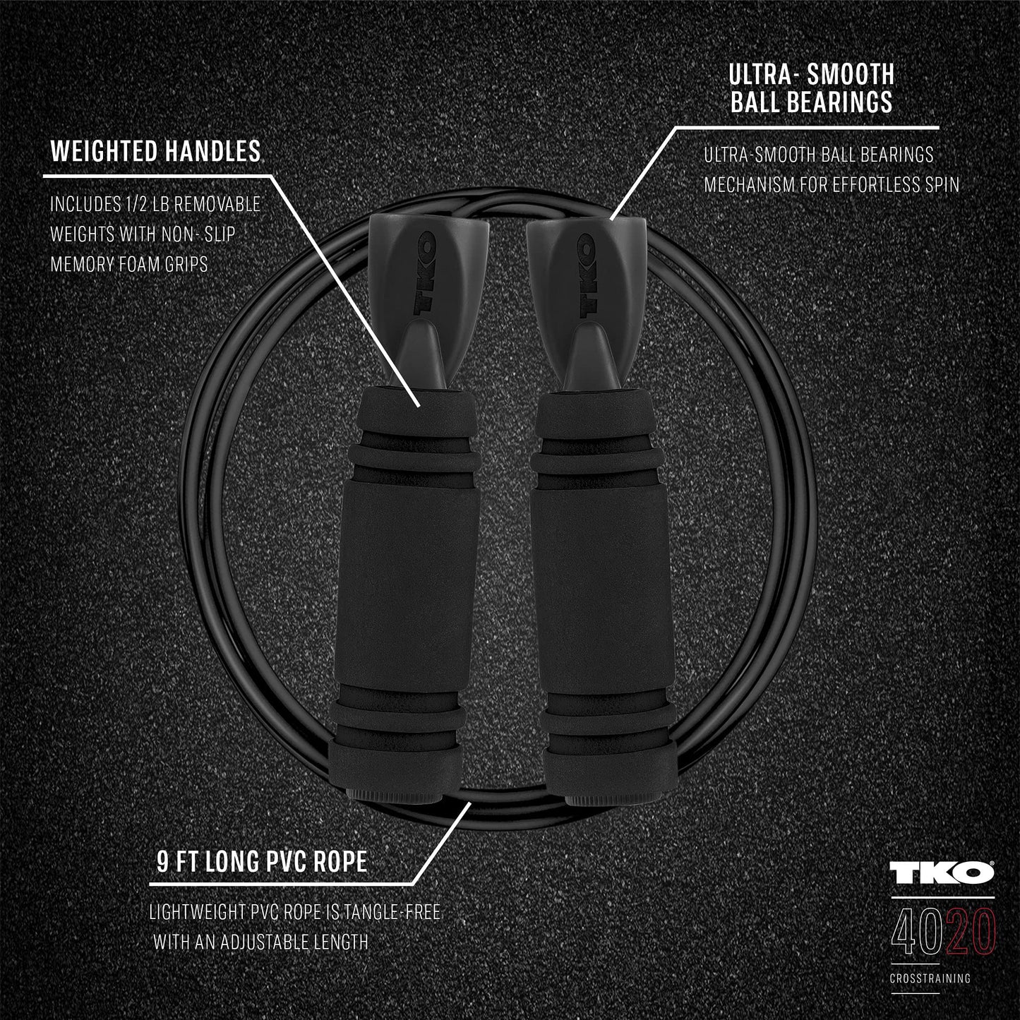 TKO Weighted Grip Jump Rope With Metal Bearings
