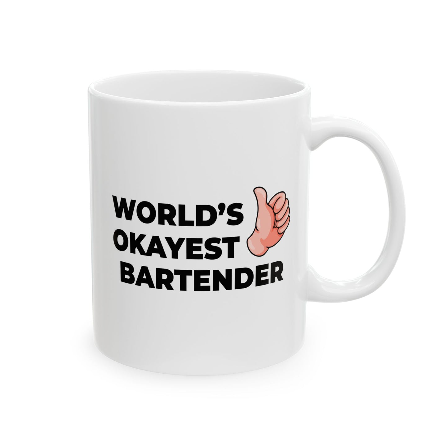 Taglines Gift Co. - World's Okayest Bartender 11 oz Ceramic Mug - Novelty Coffee Tea Cup