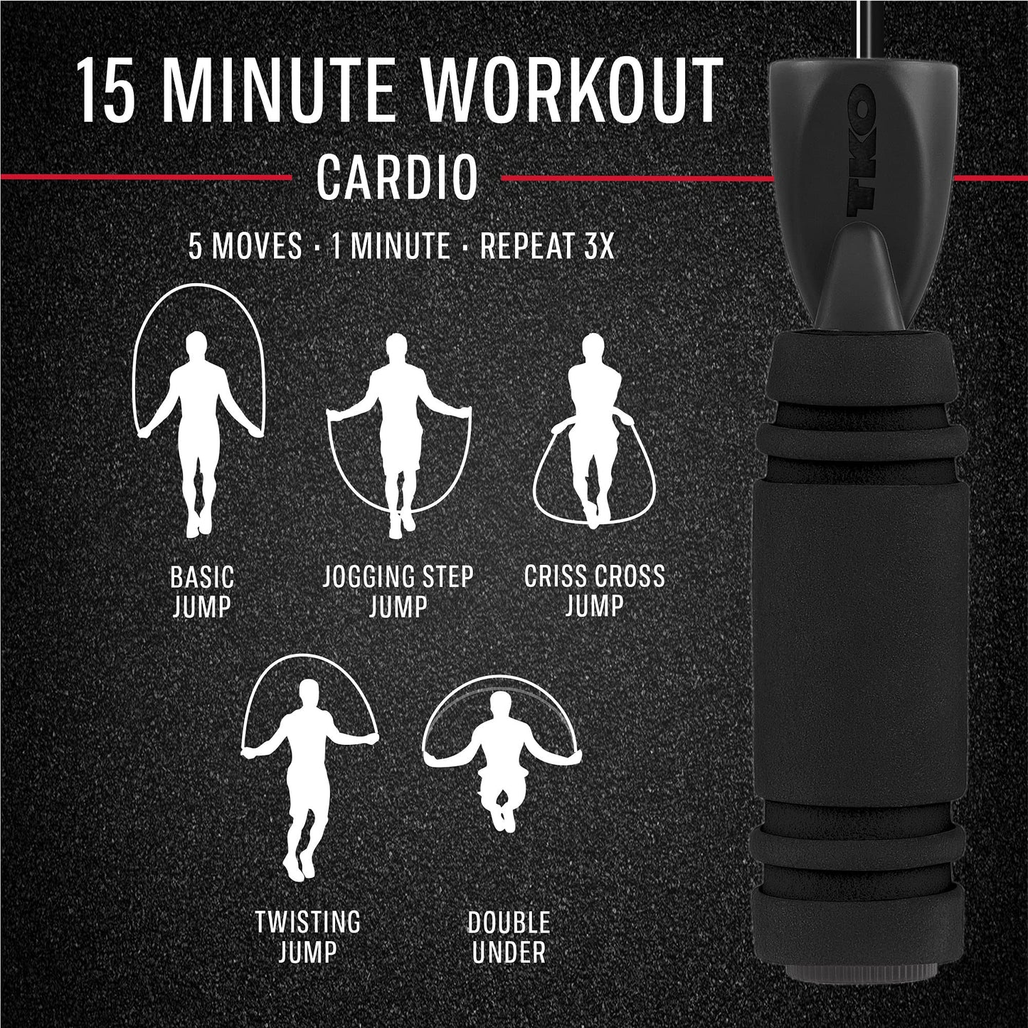TKO Weighted Grip Jump Rope With Metal Bearings