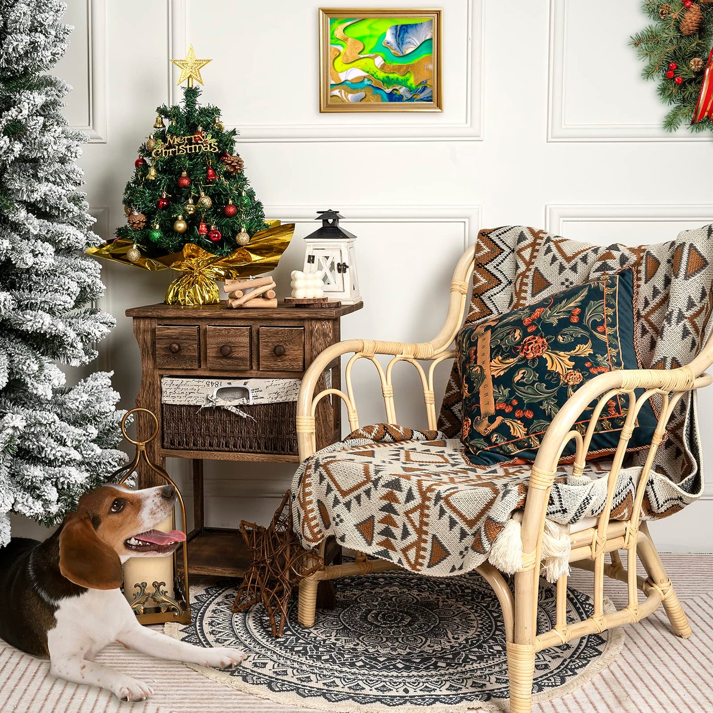 20" Tabletop Mini Christmas Tree Set with LED Light, Star Treetop,Ornaments Balls,Bells and Pine Cones,Best DIY Christmas Decorations Gold