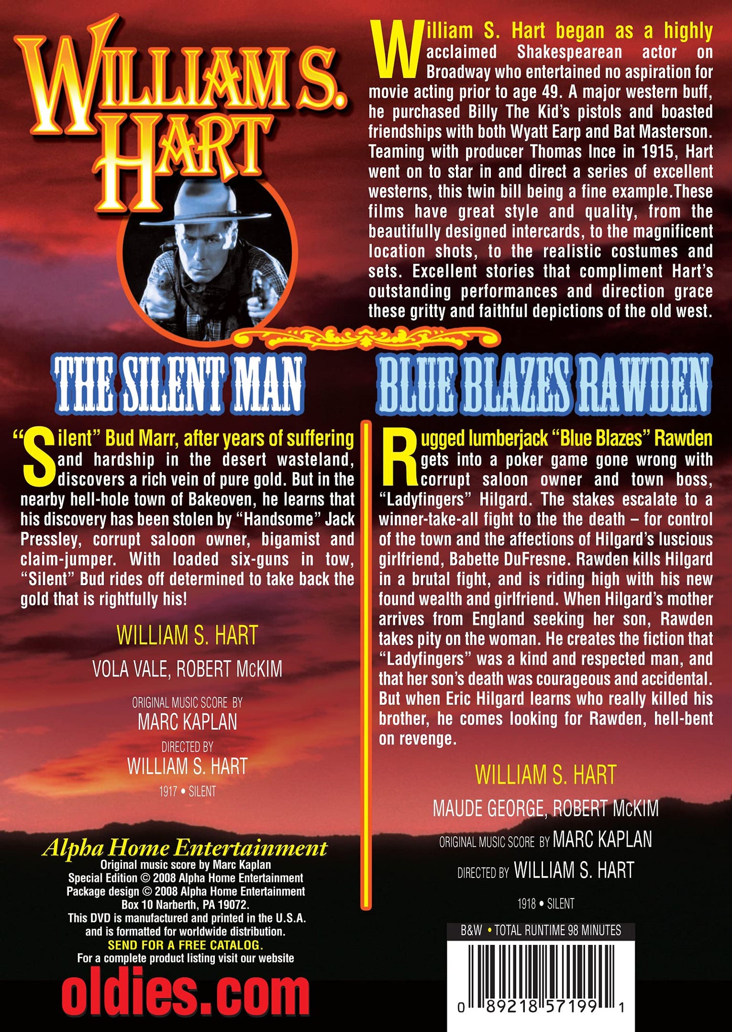 William S. Hart Silent Classics: The Silent Man (1917) / Blue Blazes Rawden 1918