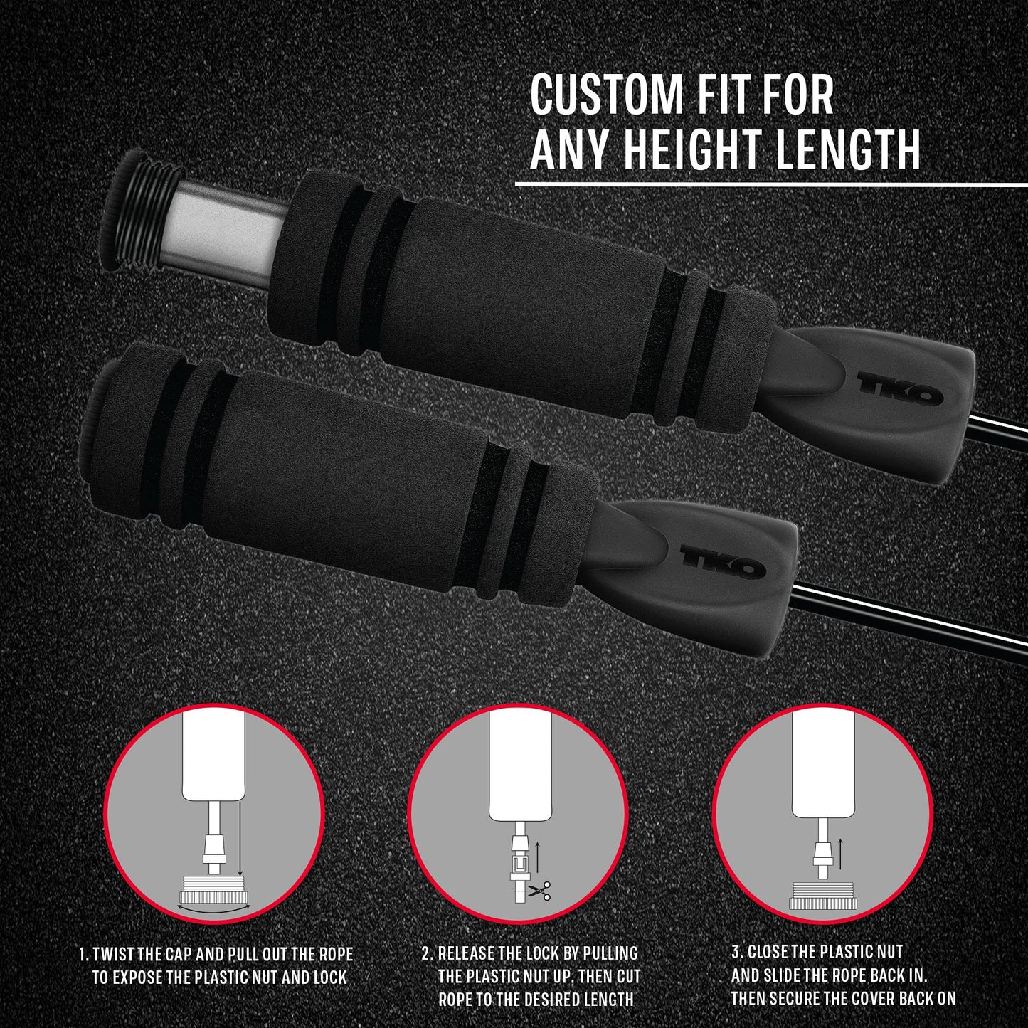 TKO Weighted Grip Jump Rope With Metal Bearings