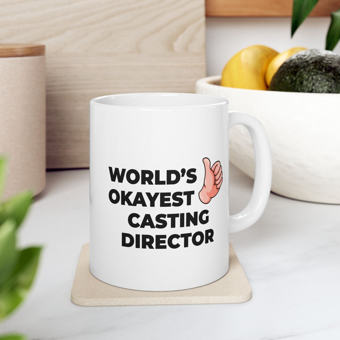 Taglines Gift Co. - World's Okayest Casting Director 11 oz Ceramic Mug - Novelty Coffee Tea Cup