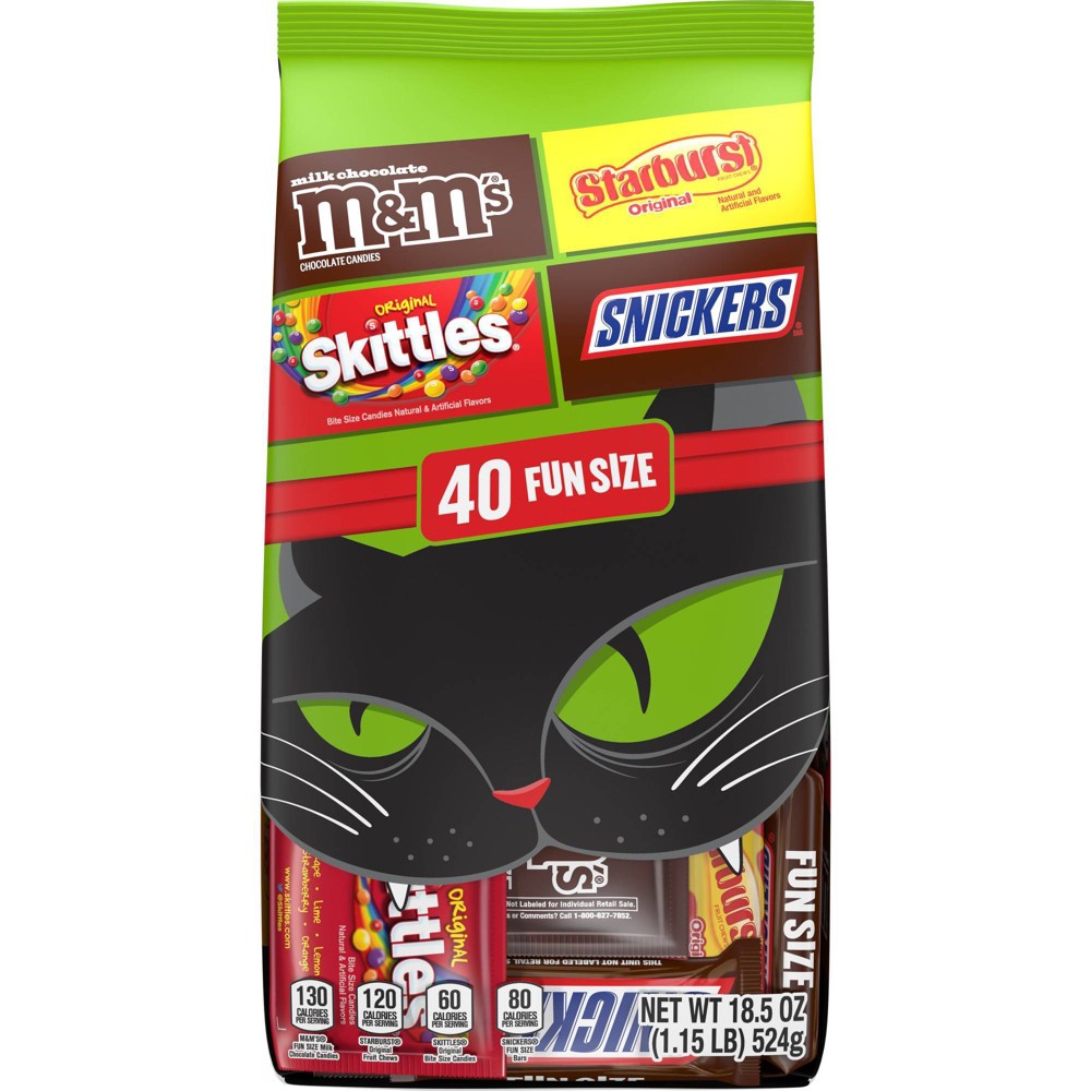 M&M's, Skittles & More Fun Size Halloween Candy Variety Pack - 40 Ct Bulk Bag