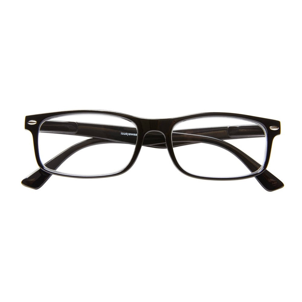 ICU Eyewear Emeryville Plastic Rectangle Shiny Reading Glasses with Metal Studs +1.25