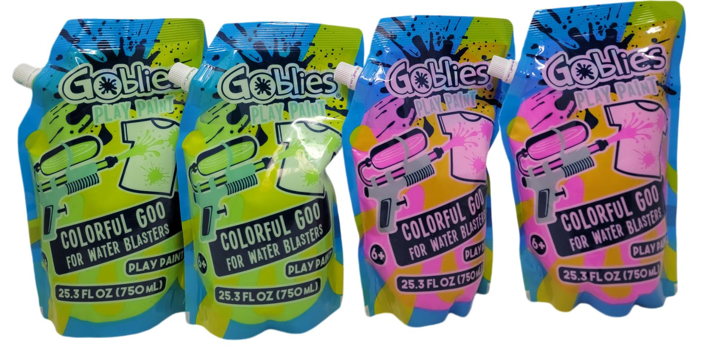 Goblies Play Paint - Colorful Goo for Water Blasters | 4 Pack, 25.3 FL OZ Each