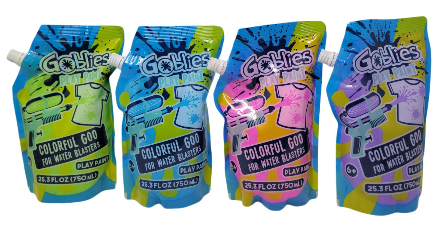 Goblies Play Paint - Colorful Goo for Water Blasters | 4 Pack, 25.3 FL OZ Each