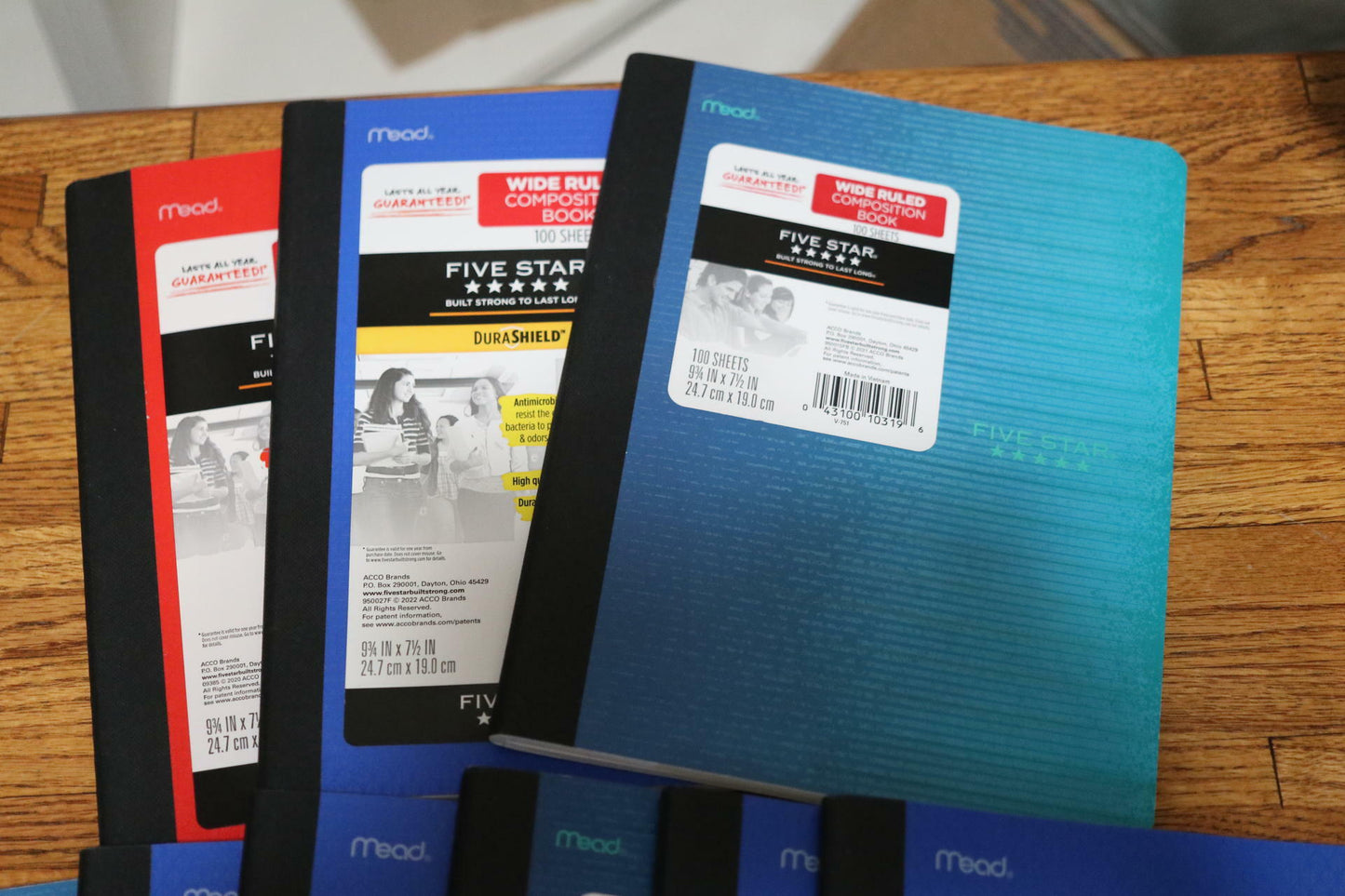 Lot 10 Five Star Wide Ruled Composition Notebook 100 Sheets 3 Designs Varieties
