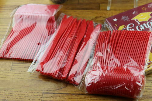 24 Guest Graduation Party Plates Napkins Supplies Maroon Congrats Grad Tableware