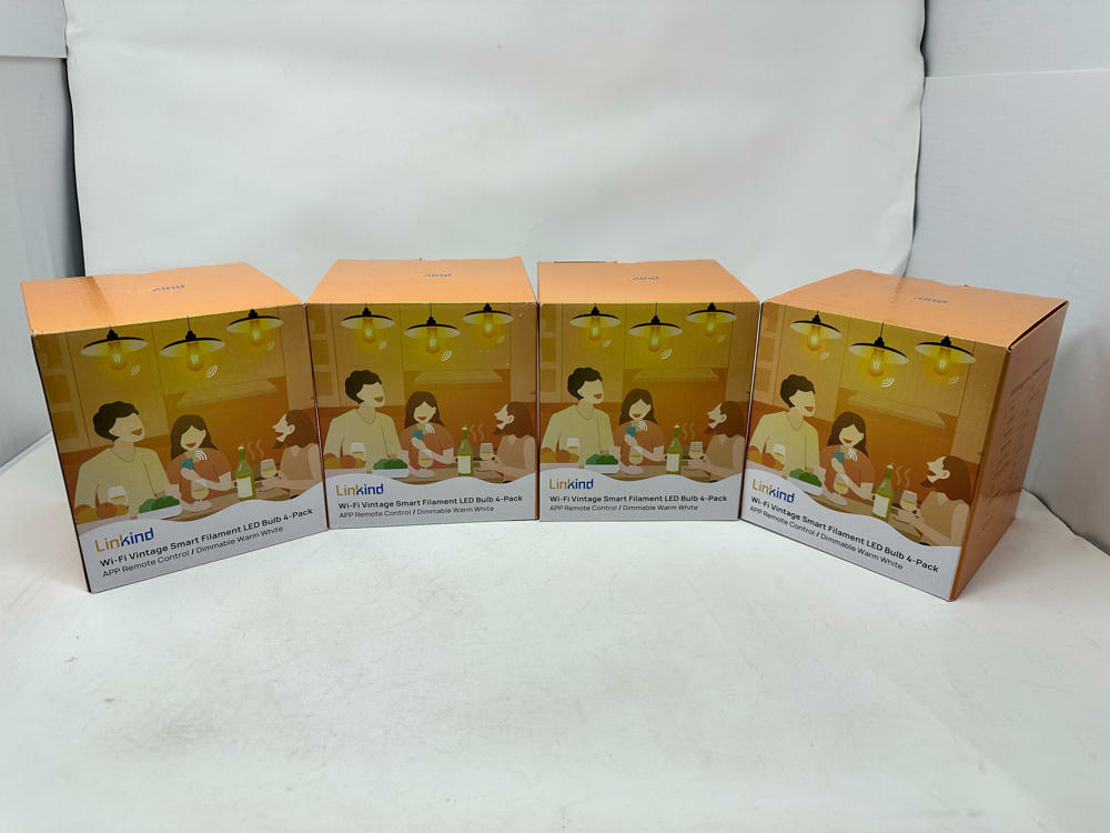 4 Pack Linkind Vintage Smart Filament Edison Bulbs, WiFi LED E2645W