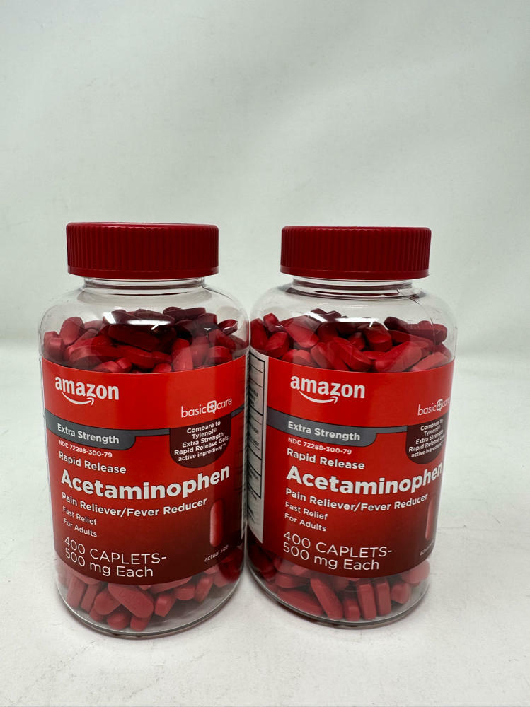 2 Pack Acetaminophen Caplets 500 mg, Extra Strength 400 Count