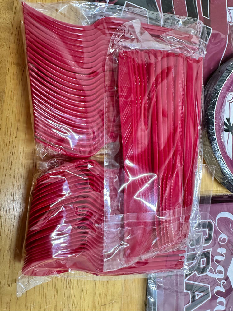 277 Piece Celebration CONGRATS GRAD Set Maroon Color (Serves 24) Party Supplies