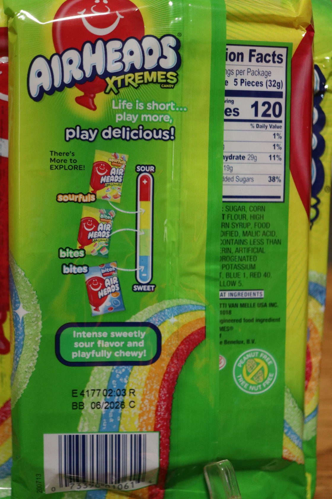 Lot of 7 - AirHeads Xtremes Sweetly Sour Candy, 4.5 oz Rainbow Berry Exp 06/26