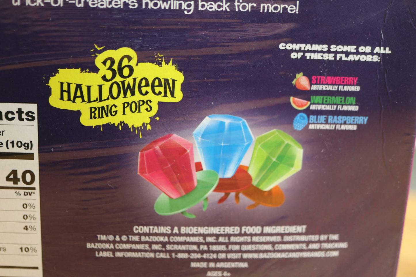 2 Boxes 36 count each - Total 72 STRAWBERRY WATERMELON BLUE RASPBERRY RING POPS