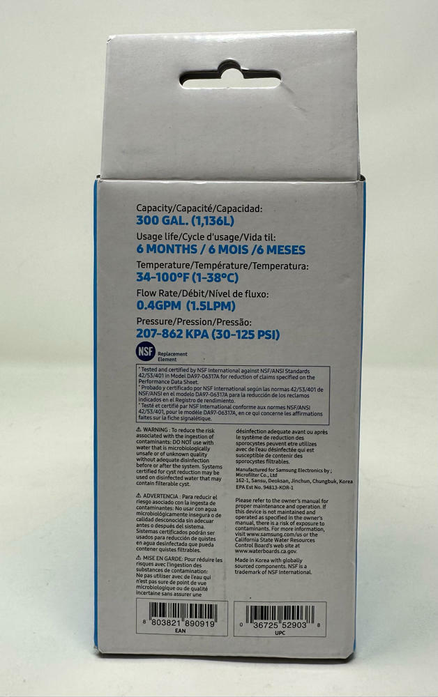SAMSUNG Genuine Filter for Refrigerator| Carbon Block Filtration DA29-00003G, 1