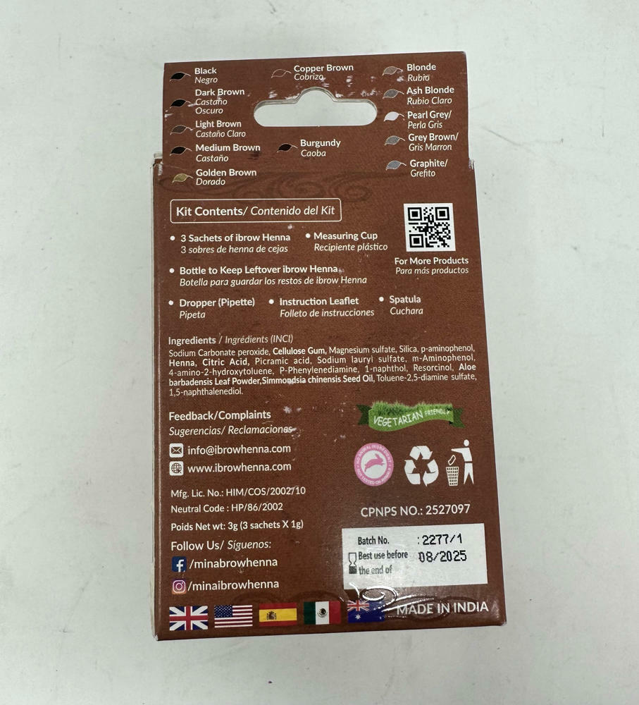 3 Pack Mina ibrow Hair Color Copper Brown EXP 08/25