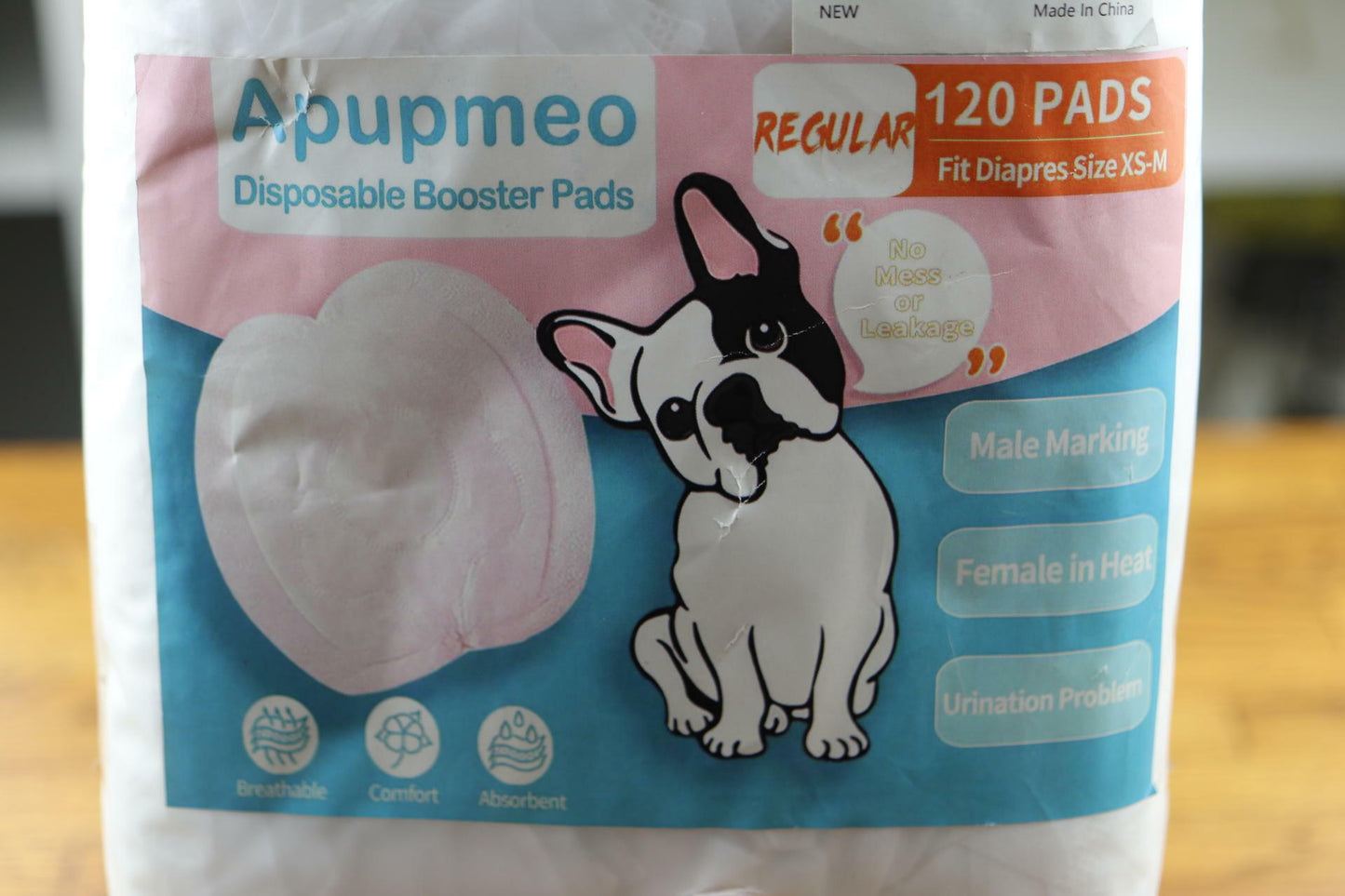 Apupmeo Disposable Booster Pads Dogs Regular 120 pads Fits Diapers Size xs - m