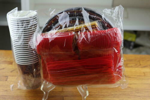 24 Guest Graduation Party Plates Napkins Supplies Maroon Congrats Grad Tableware