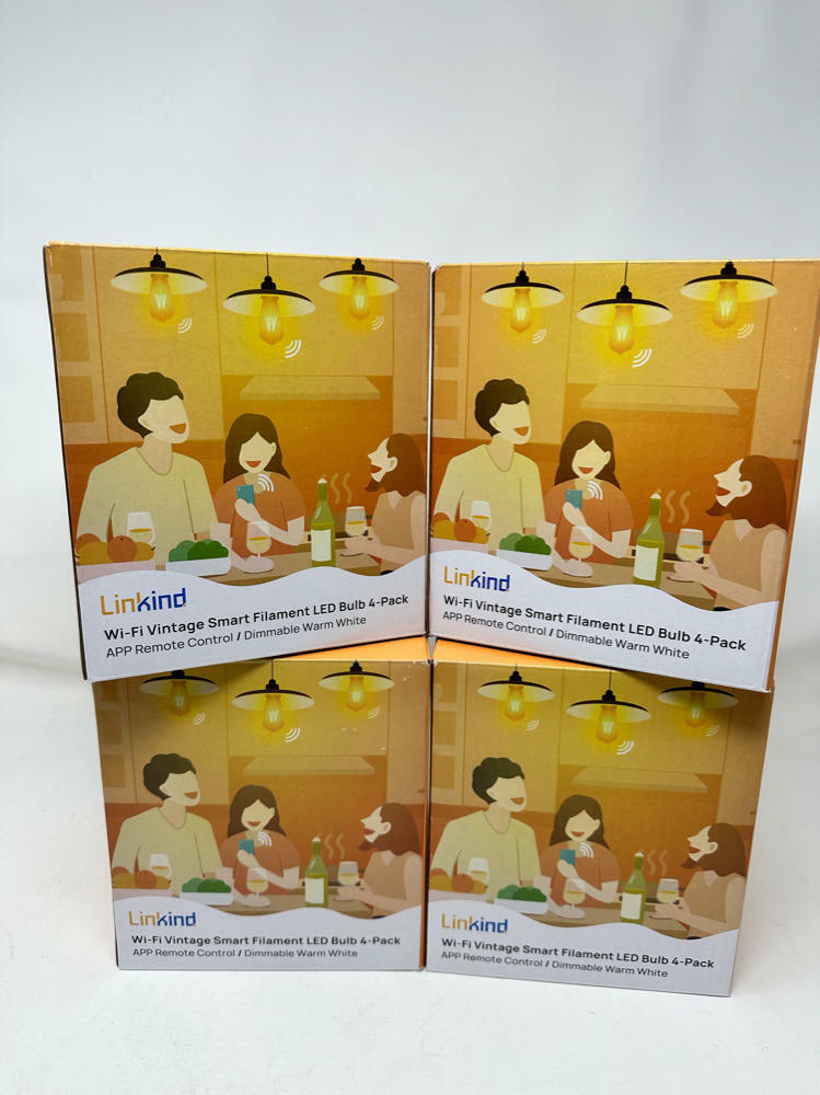 4 Pack Linkind Vintage Smart Filament Edison Bulbs, WiFi LED E2645W