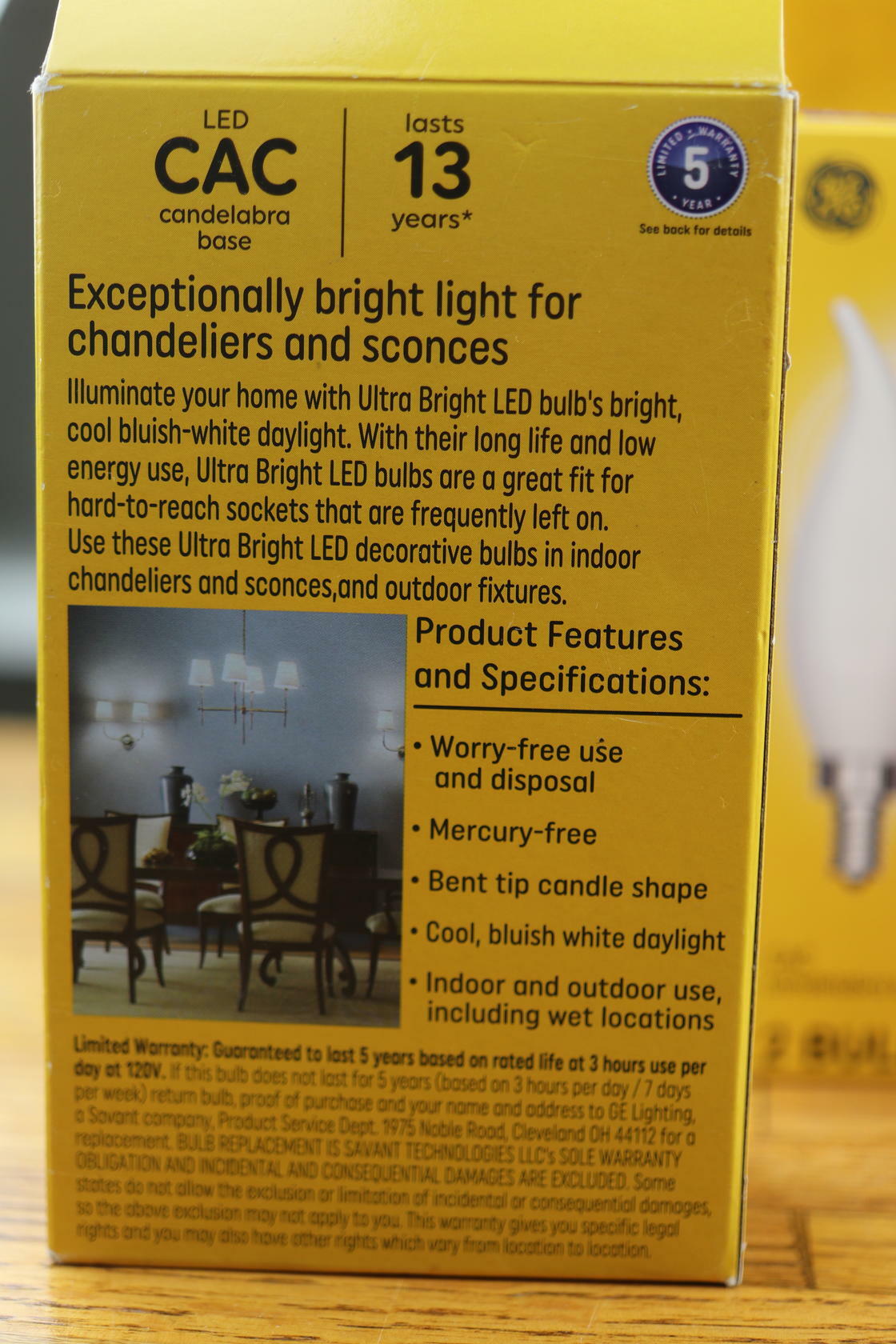 Lot of 3 GE Ultra Bright Led 2 pack CAC Candelabra Base Daylight Brightness 1050