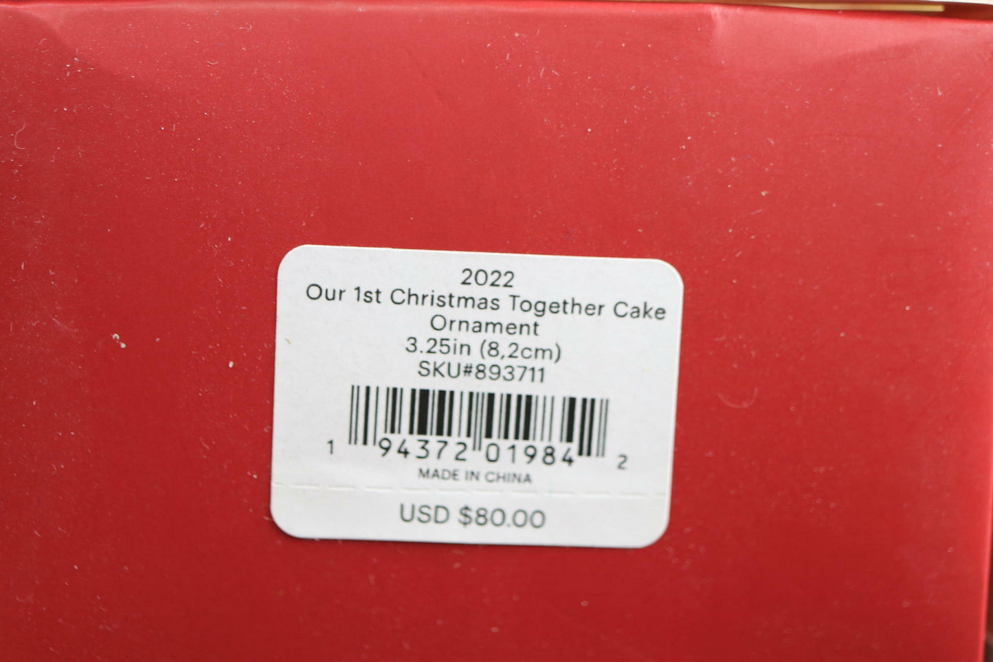 NEW - Lenox 2022 Our First Christmas Together Cake Ornament