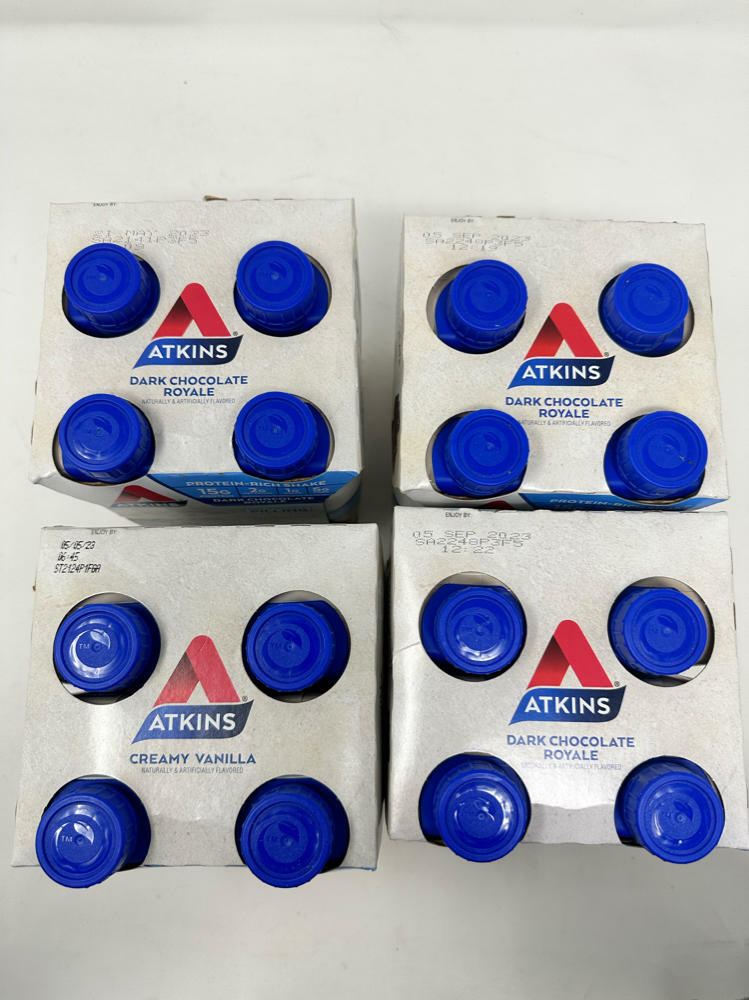 4 Pack Atkins (3)Dark Chocolate (1) Creamy Vanilla Shakes 11 Fl Oz EXPIRED