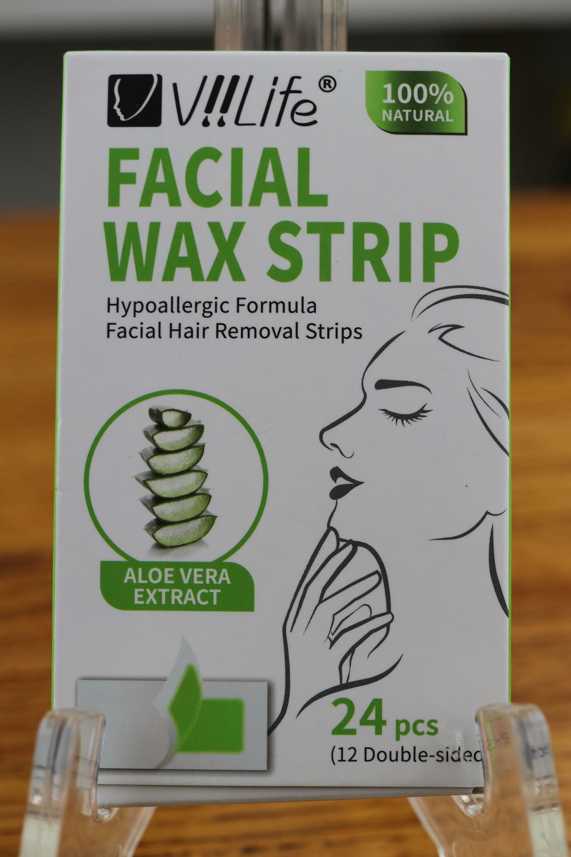 3 Pack - V Life Facial Wax Strips 24 Piece Aloe Vera Extract - Eyebrow Upper Lip