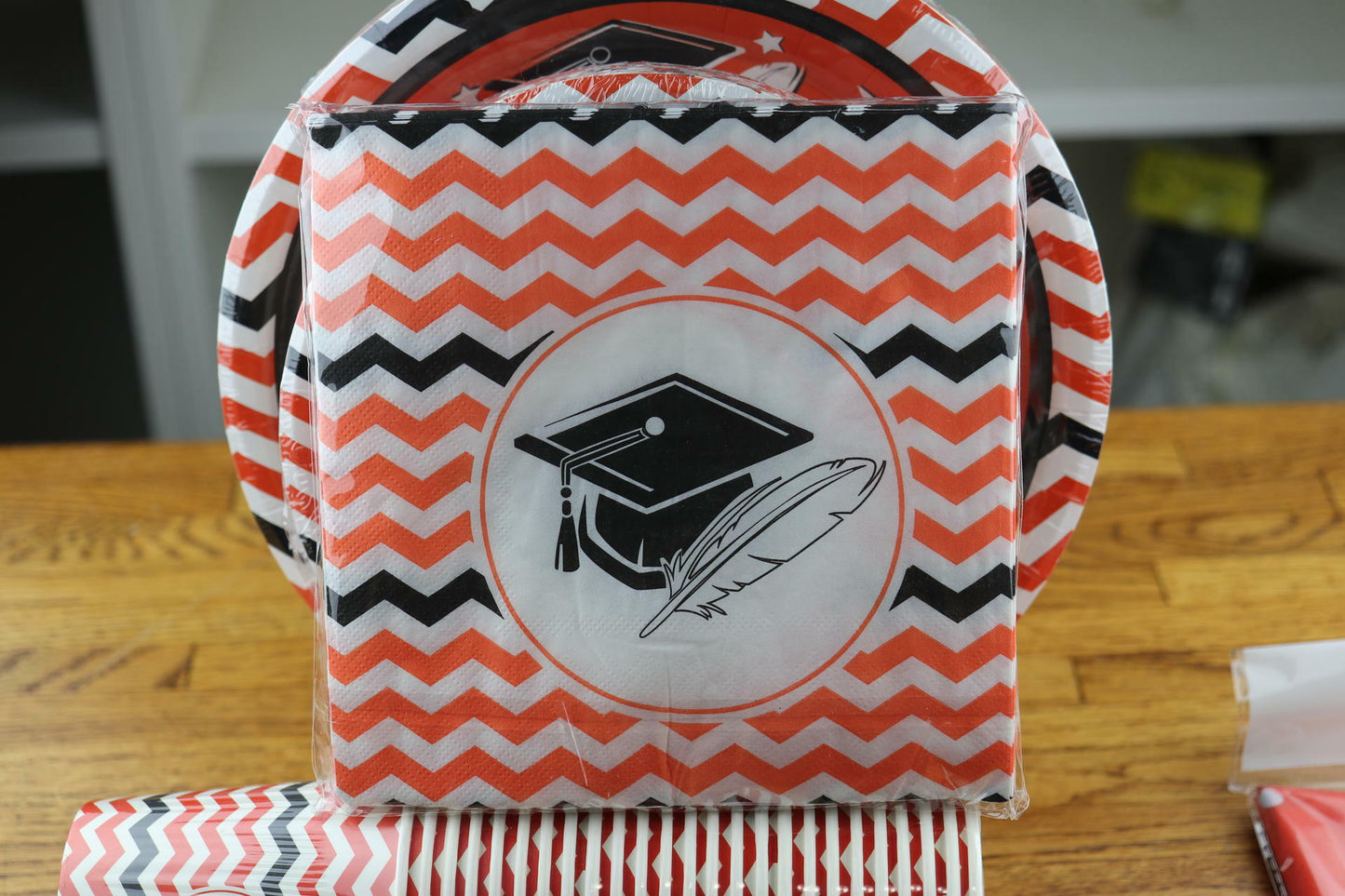5 Piece Set of Congrats Grad Party Supplies - Plates Cups Table Cover Napkins