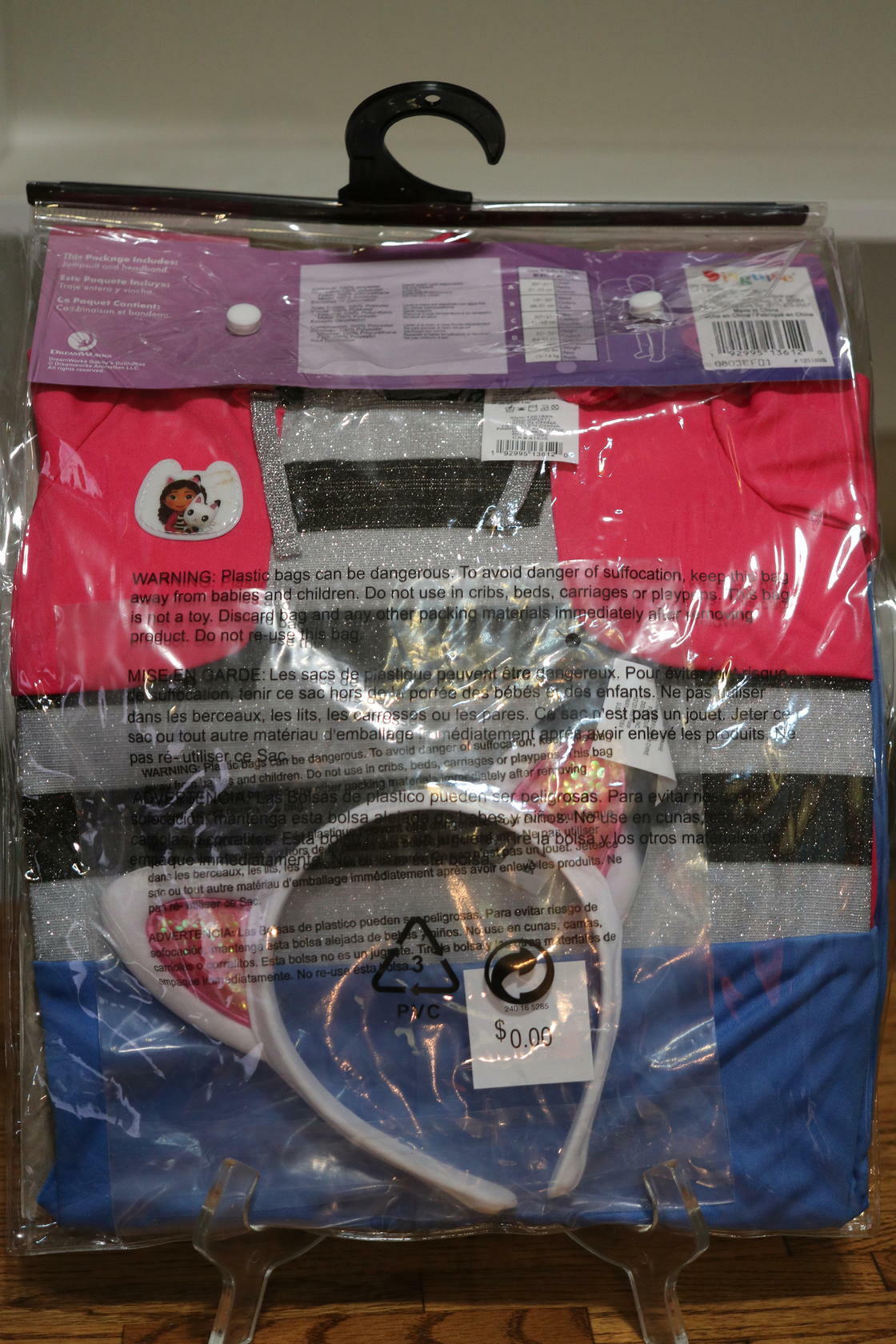 Official Gabby's Dollhouse Kids Costume and Cat Ears Headband, Toddlers S/P 2T