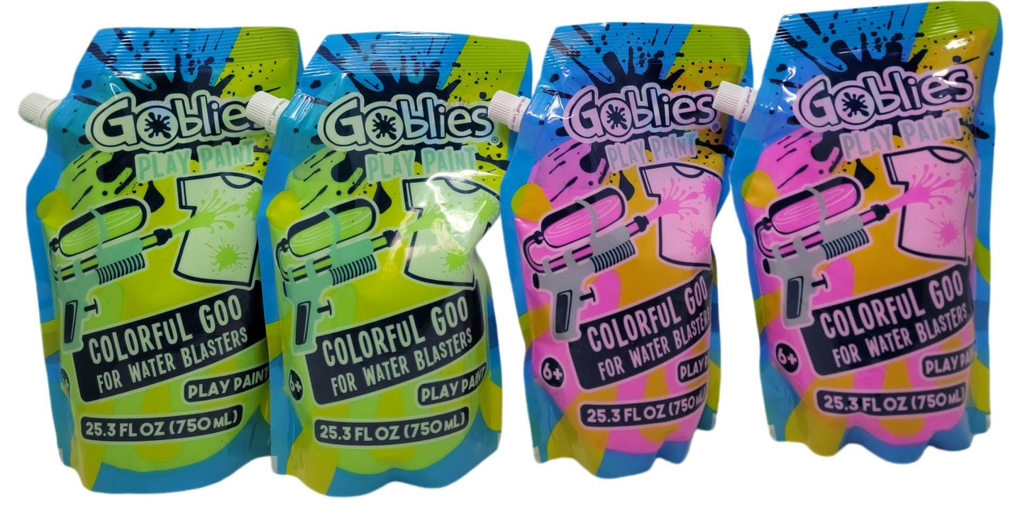 Goblies Play Paint - Colorful Goo for Water Blasters | 4 Pack, 25.3 FL OZ Each