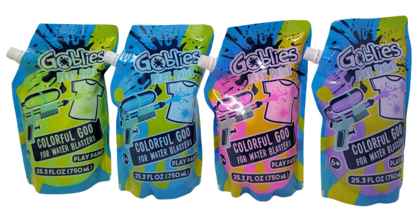 Goblies Play Paint - Colorful Goo for Water Blasters | 4 Pack, 25.3 FL OZ Each