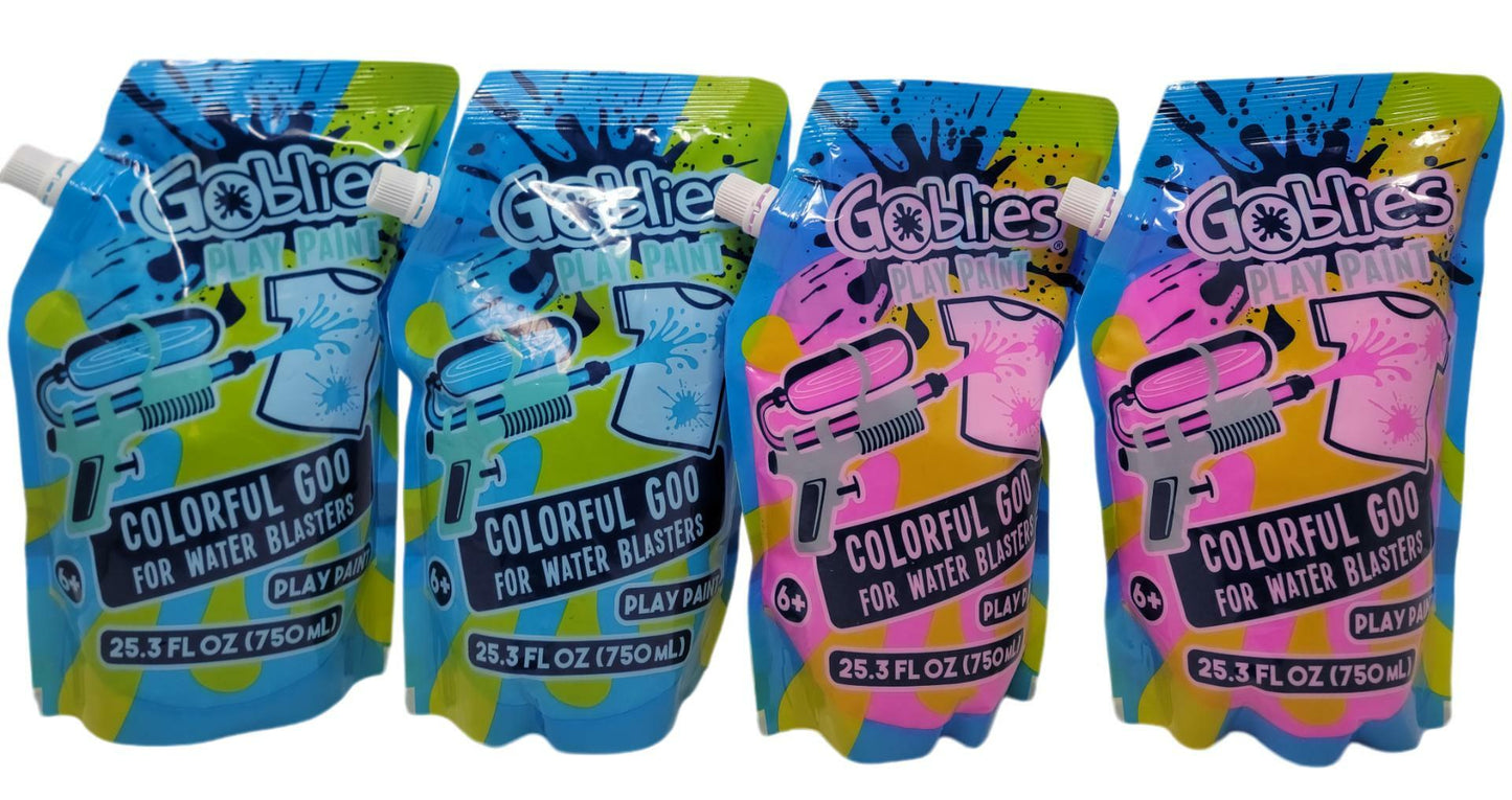 Goblies Play Paint - Colorful Goo for Water Blasters | 4 Pack, 25.3 FL OZ Each