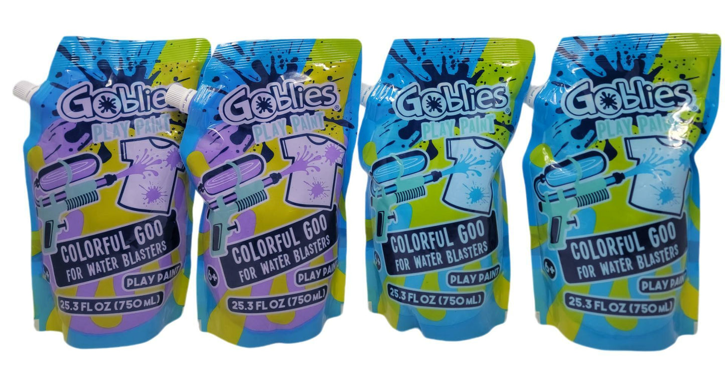 Goblies Play Paint - Colorful Goo for Water Blasters | 4 Pack, 25.3 FL OZ Each