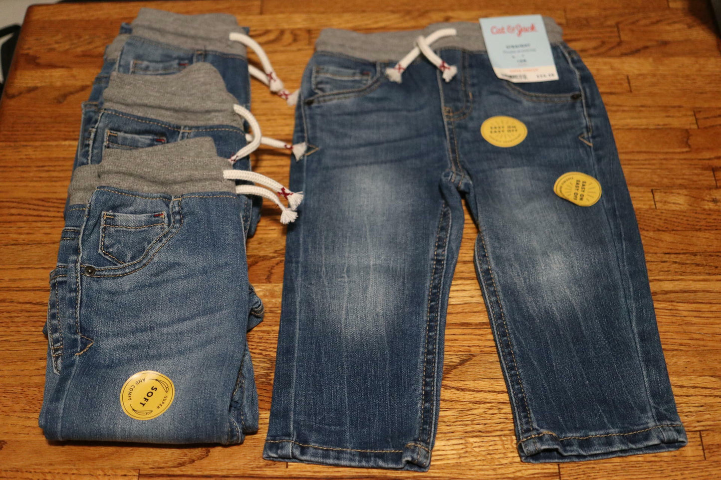 Toddler Boys' 4pk Solid Pull Over Pants - Cat & Jack Medium Wash 18M 3 Pants NEW