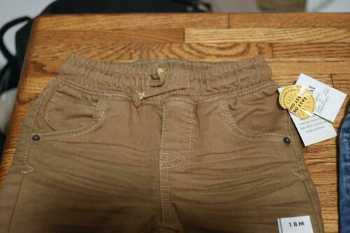 Toddler Boys' 3pk Solid Pull Over Pants - Cat & Jack Medium Wash 18M 3 Pants NEW