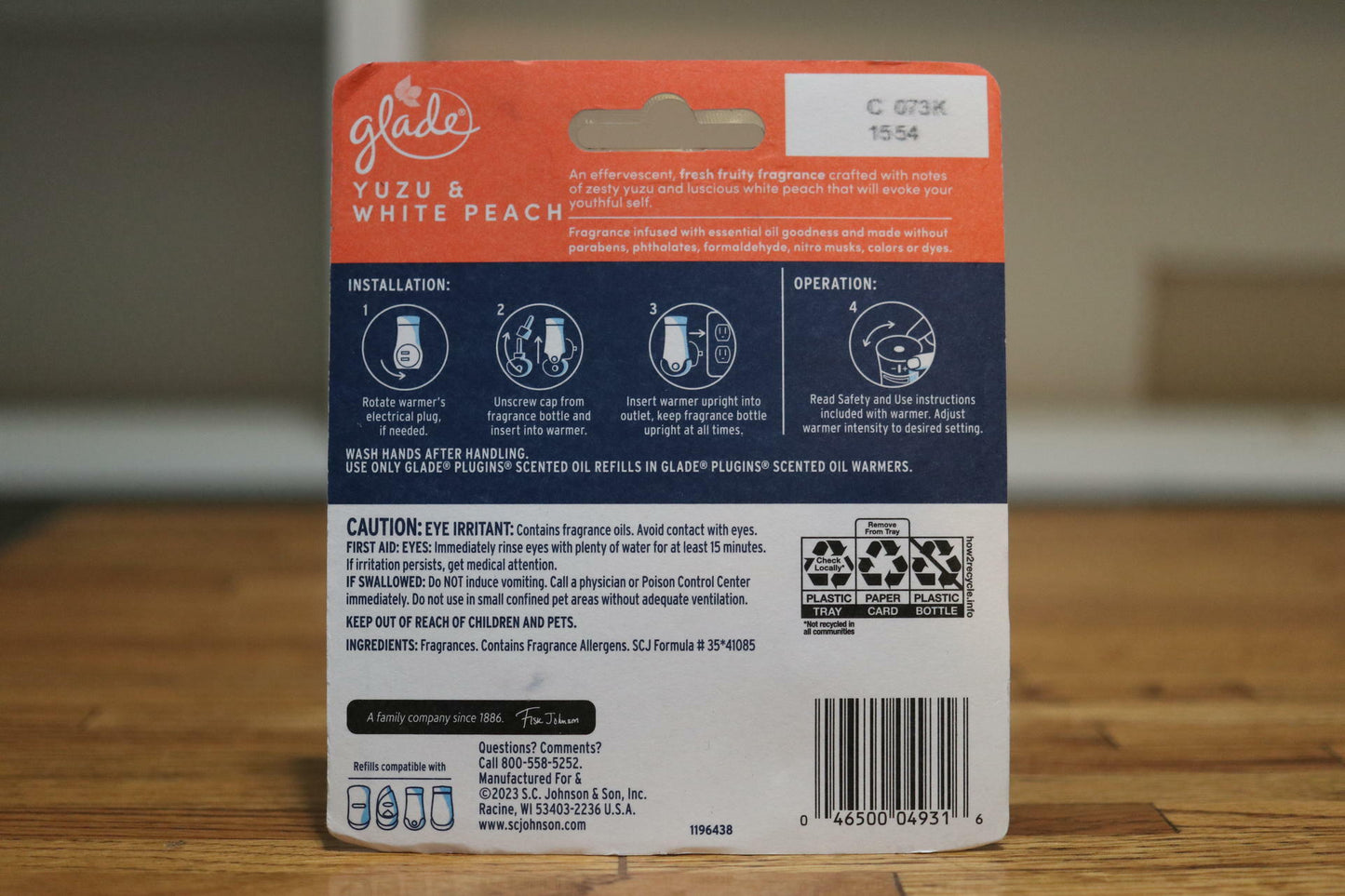 Glade PlugIns Refills Air Freshener-Juniper & Teak, Yuzu & White Peach-Lot of 5
