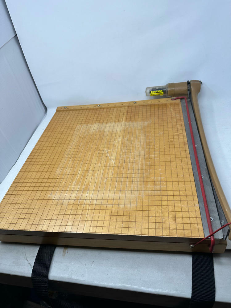 Vintage Ingento Wood Paper Cutter W/ Cast Iron Cutter NO.1152-18" Style B